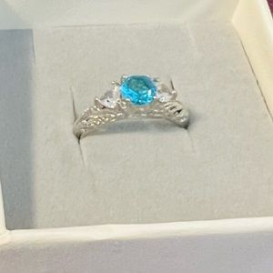 NEW Blue topaz silver ring